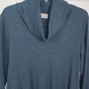 Waffle Weave Cowl Neck Top, XL